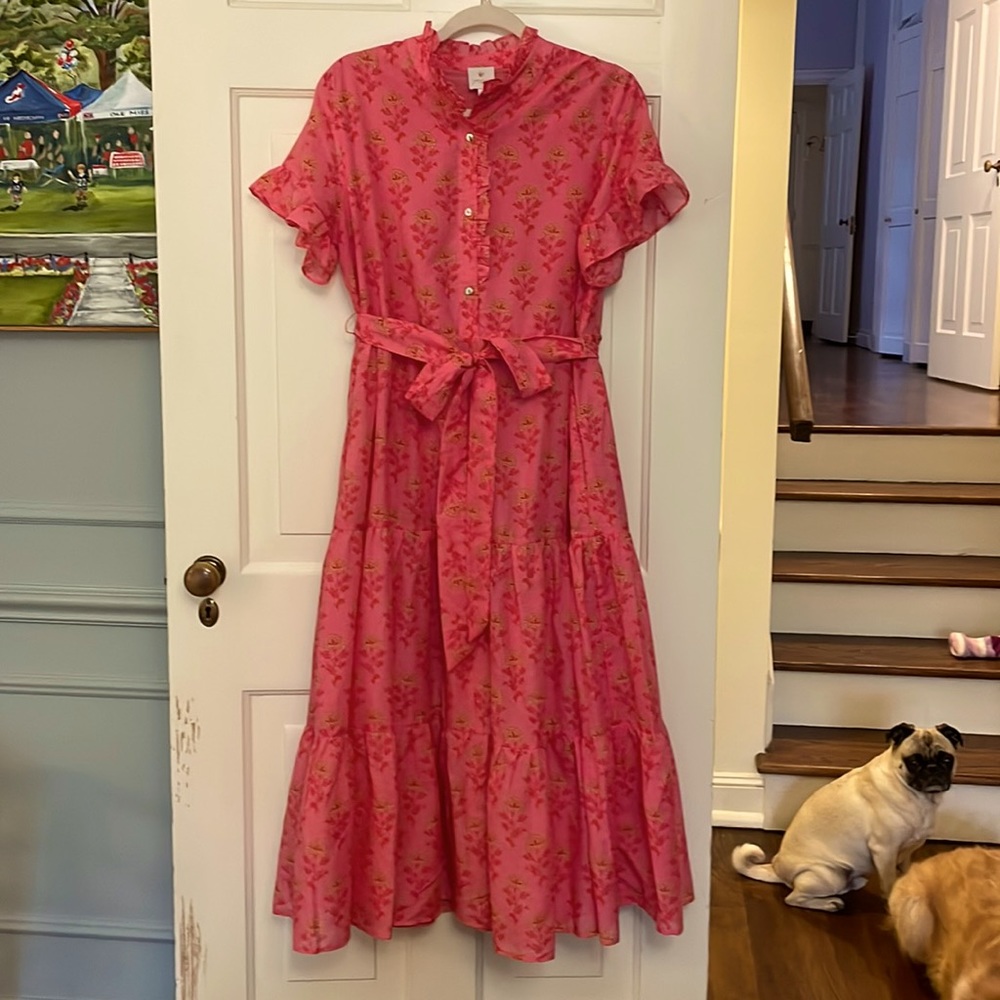 J Marie Fuschia Floral Tiered Midi Dress size 10